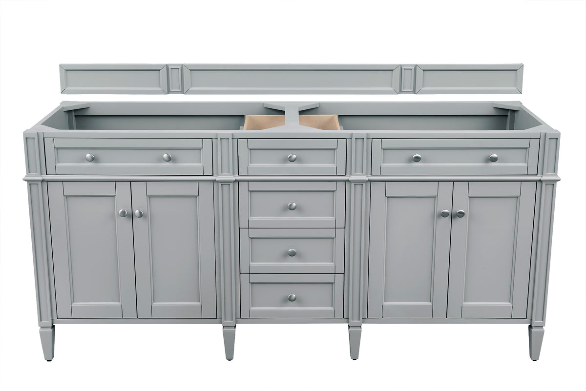 James Martin Vanities Brittany 72" Urban Gray Double Vanity With 3 CM Siberian Silestone Top