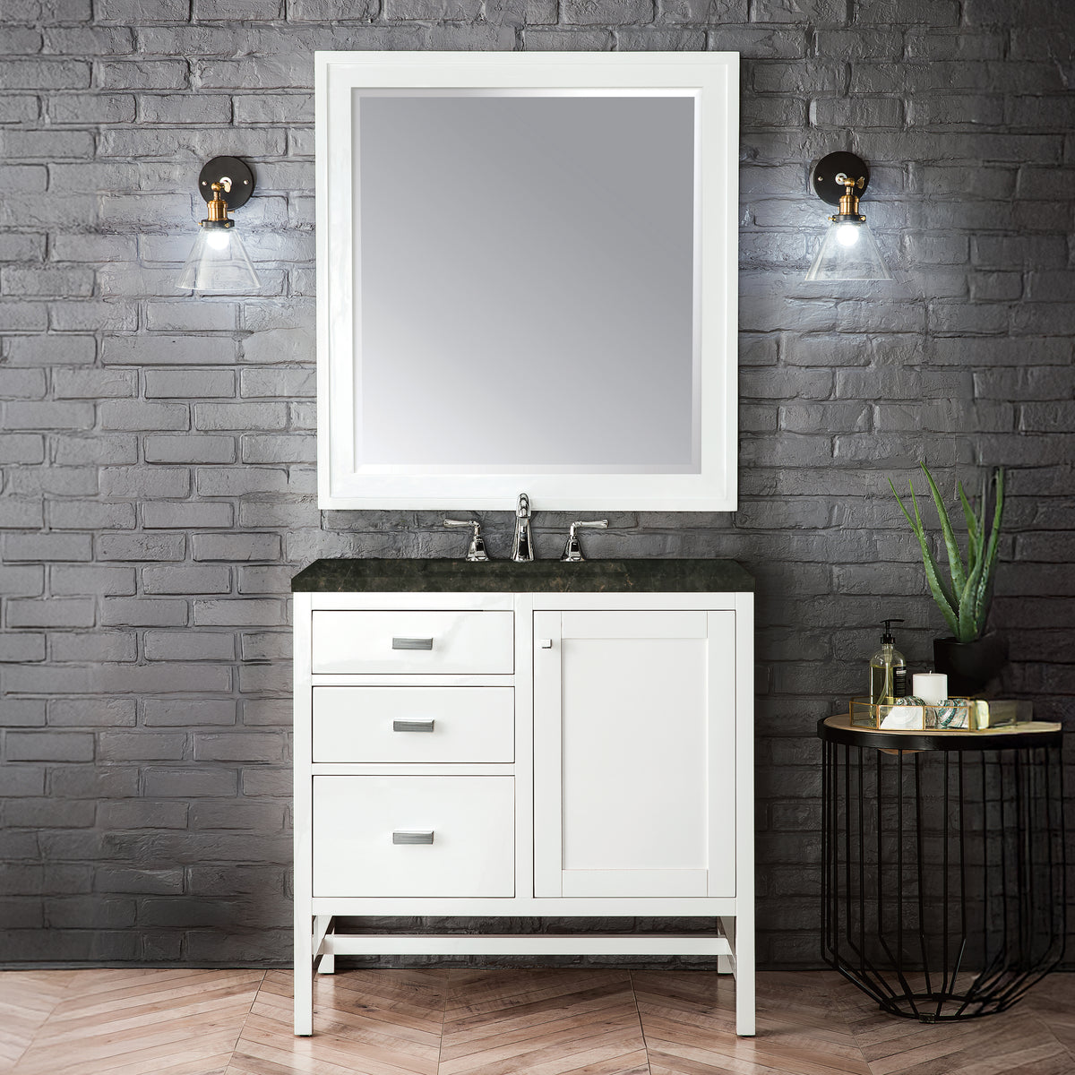 James Martin Vanities Addison 36" Glossy White Single Vanity With 3 CM Phantome Eclos Top