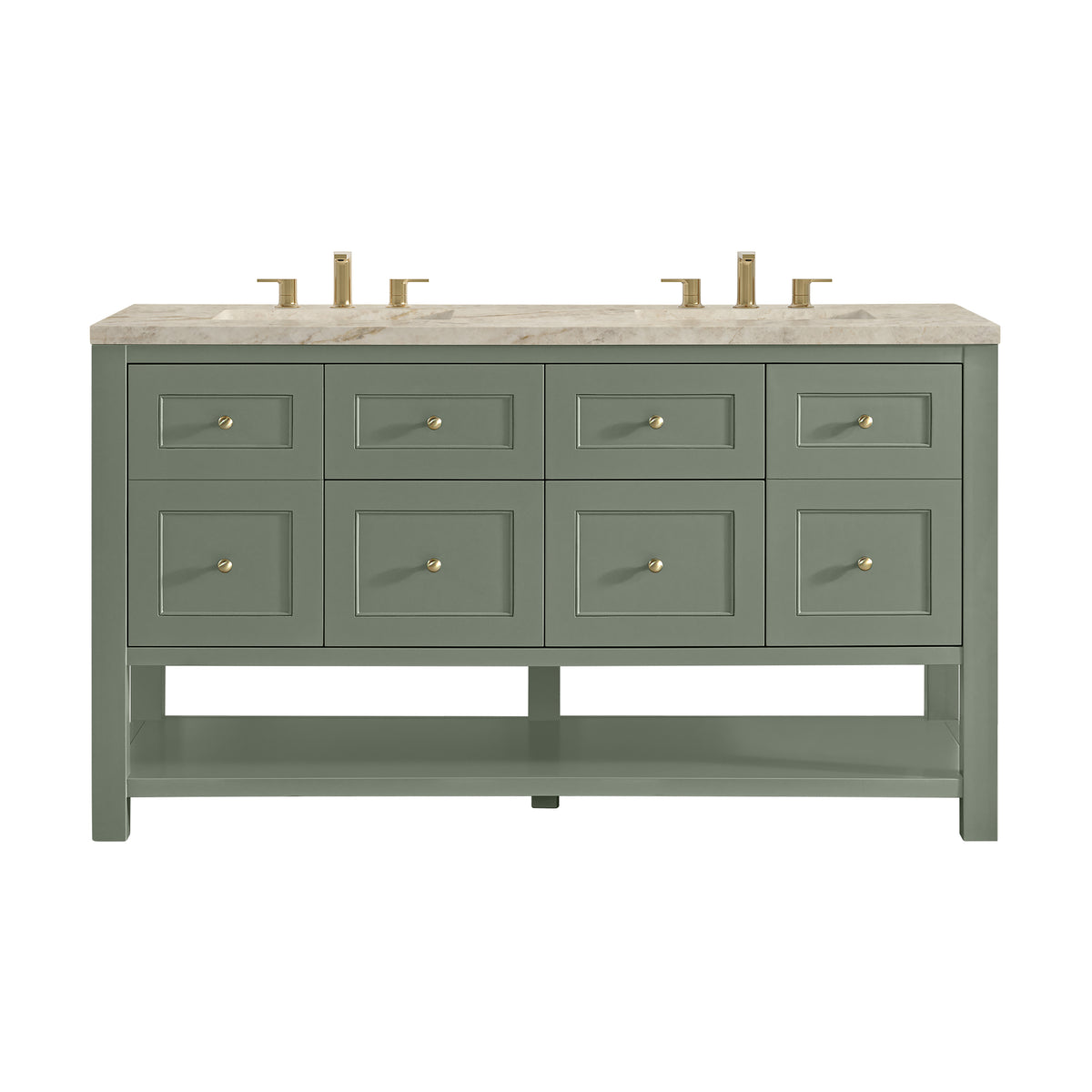 James Martin Vanities Breckenridge 60" Smokey Celadon Double Vanity With 3cm Tajnar Eclos Top and FreePower Wireless Charger