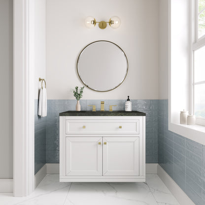 James Martin Vanities Chicago 36" Glossy White Single Vanity With 3 CM Phantome Eclos Top