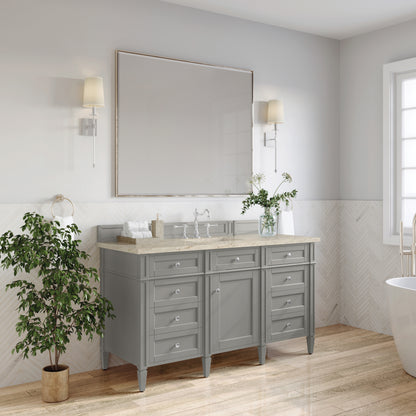 James Martin Vanities Brittany 60" Urban Gray Single Vanity With 3 CM Tajnar Eclos Top