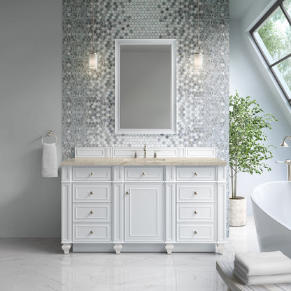 James Martin Vanities Bristol 60" Bright White Single Vanity With 3 CM Tajnar Eclos Top