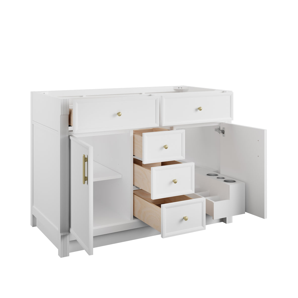 James Martin Vanities Bellshire 48" Bright White Single Vanity With 3 CM Eternal Jasmine Pearl Silestone Top and FreePower Wireless Charger