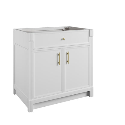 James Martin Vanities Bellshire 36" Bright White Single Vanity With 3 CM Parisien Bleu Silestone Top