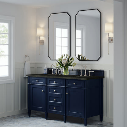 James Martin Vanities Brittany 60" Victory Blue Double Vanity With 3 CM Phantome Eclos Top