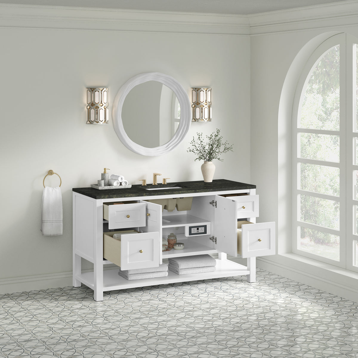 James Martin Vanities Breckenridge 60" Bright White Single Vanity With 3cm Phantome Eclos Top