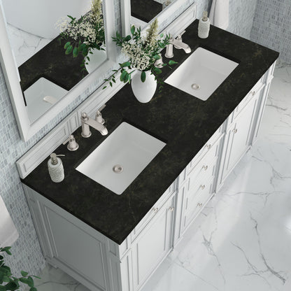 James Martin Vanities Bristol 60" Bright White Double Vanity With 3 CM Phantome Eclos Top