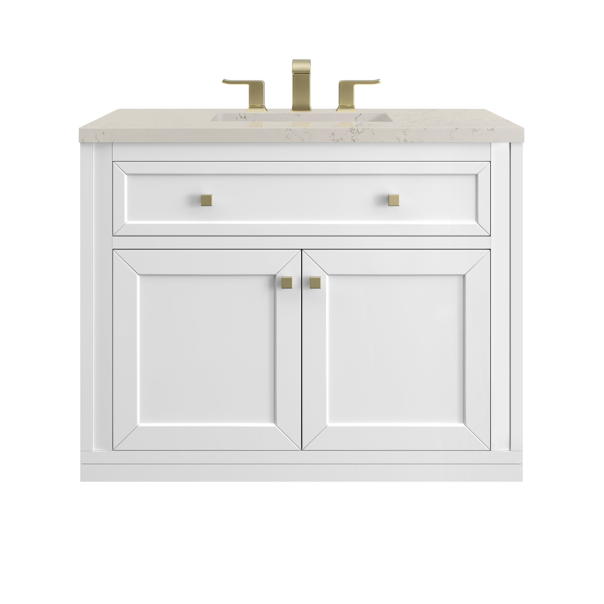 James Martin Vanities Chicago 36" Glossy White Single Vanity With 3 CM Siberian Silestone Top