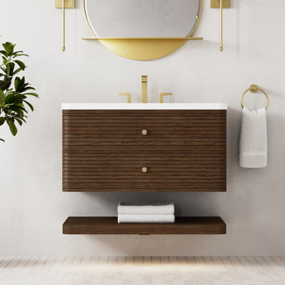 James Martin Vanities Allamari 36" Sable Single Vanity With 3 CM White Zeus Silestone Top