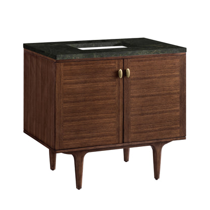 James Martin Vanities Amberly 36" Mid-Century Walnut Single Vanity With 3 CM Phantome Eclos Top