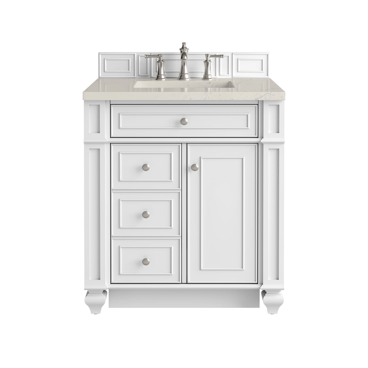 James Martin Vanities Bristol 30" Bright White Single Vanity With 3 CM Siberian Silestone Top