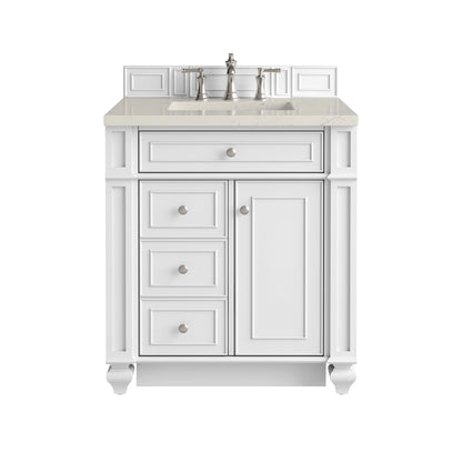 James Martin Vanities Bristol 30" Bright White Single Vanity With 3 CM Siberian Silestone Top