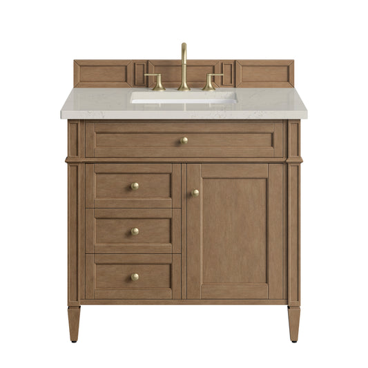 James Martin Vanities Brittany 36" Pecan Single Vanity With 3 CM Siberian Silestone Top