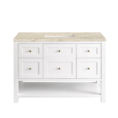 James Martin Vanities Breckenridge 48" Bright White Single Vanity With 3cm Tajnar Eclos Top
