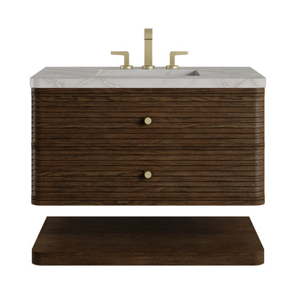 James Martin Vanities Allamari 36" Sable Single Vanity With 3 CM Victorian Silver Silestone Top