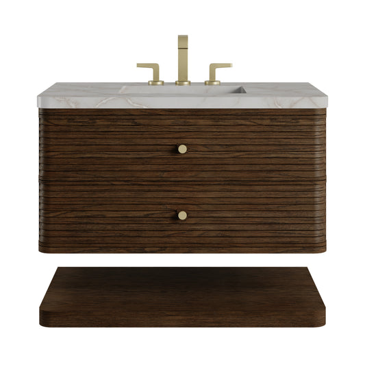James Martin Vanities Allamari 36" Sable Single Vanity With 3 CM Victorian Silver Silestone Top