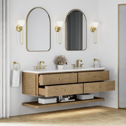 James Martin Vanities Allamari 72" Dune Mist Double Vanity With 3 CM White Zeus Silestone Top