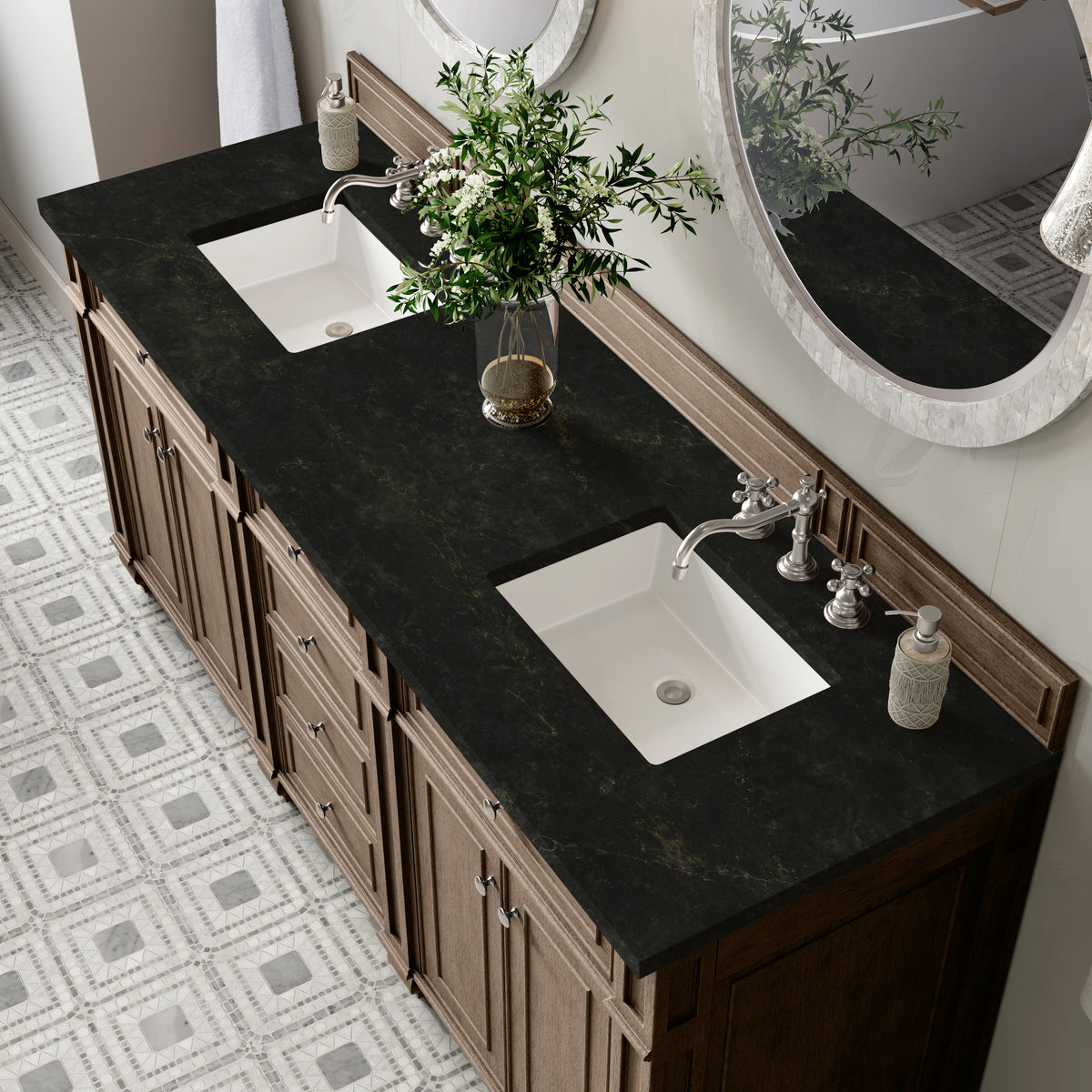 James Martin Vanities Bristol 72" Whitewashed Walnut Double Vanity With 3 CM Phantome Eclos Top