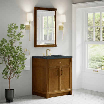 James Martin Vanities Bellshire 30" Honey Oak Single Vanity With 3 CM Charcoal Soapstone Silestone Top