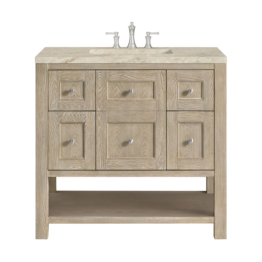 James Martin Vanities Breckenridge 36" Whitewashed Oak Single Vanity With 3cm Tajnar Eclos Top