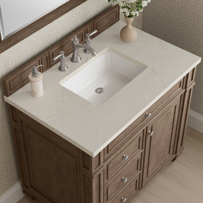 James Martin Vanities Bristol 36" Whitewashed Walnut Single Vanity With 3 CM Siberian Silestone Top