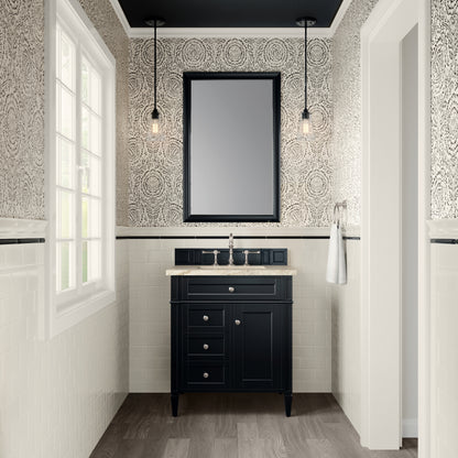 James Martin Vanities Brittany 30" Black Onyx Single Vanity With 3 CM Tajnar Eclos Top