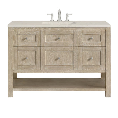 James Martin Vanities Breckenridge 48" Whitewashed Oak Single Vanity With 3cm Siberian Silestone Top