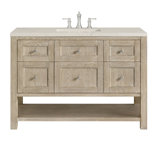 James Martin Vanities Breckenridge 48" Whitewashed Oak Single Vanity With 3cm Siberian Silestone Top