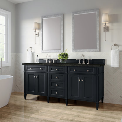 James Martin Vanities Brittany 72" Black Onyx Double Vanity With 3 CM Phantome Eclos Top