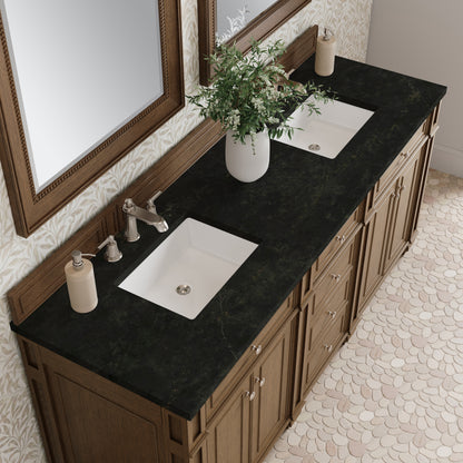 James Martin Vanities Bristol 72" Saddle Brown Double Vanity With 3 CM Phantome Eclos Top