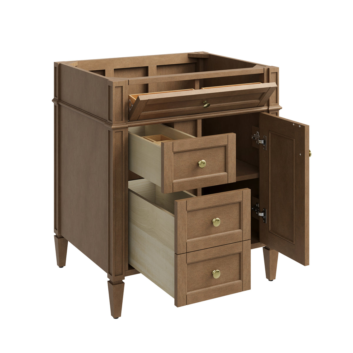 James Martin Vanities Brittany 30" Pecan Single Vanity With 3 CM Charcoal Soapstone Silestone Top