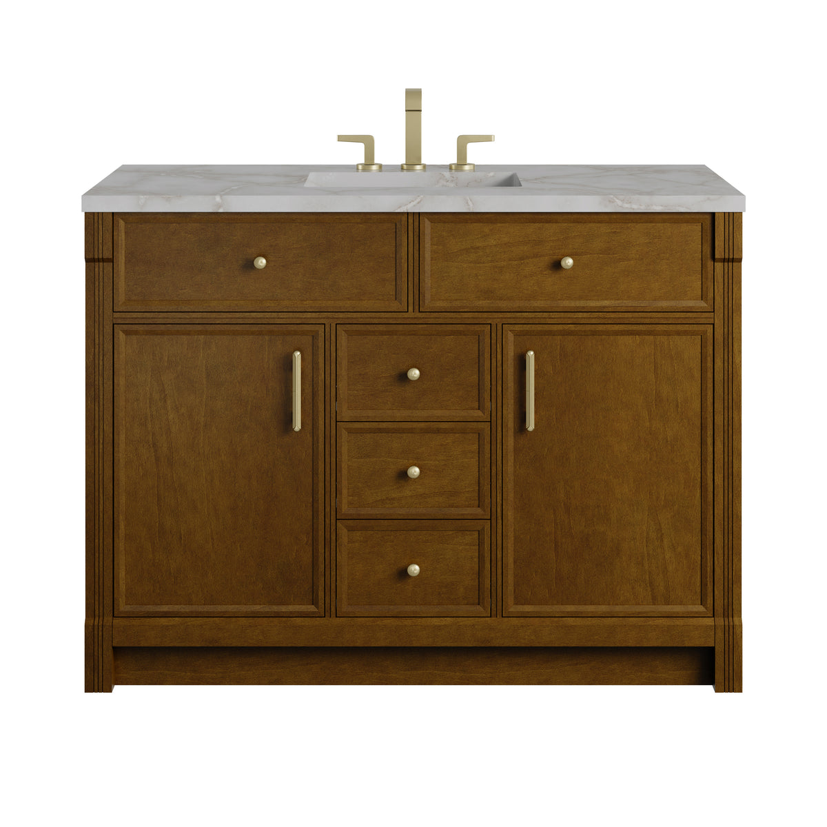 James Martin Vanities Bellshire 48" Honey Oak Single Vanity With 3 CM Victorian Silver Silestone Top