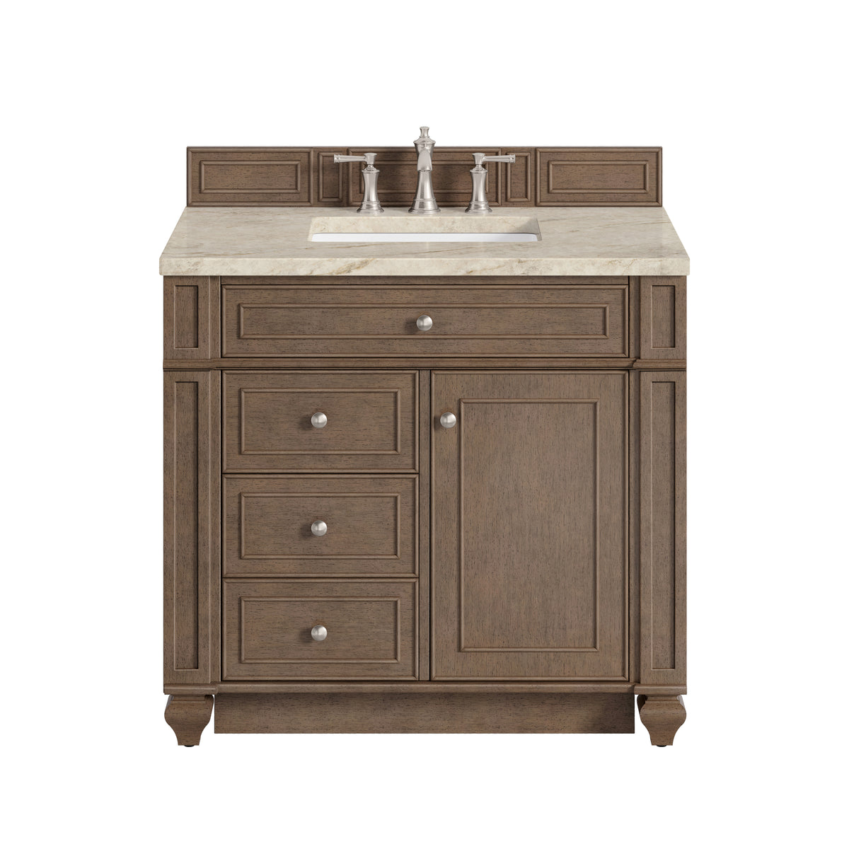 James Martin Vanities Bristol 36" Whitewashed Walnut Single Vanity With 3 CM Tajnar Eclos Top