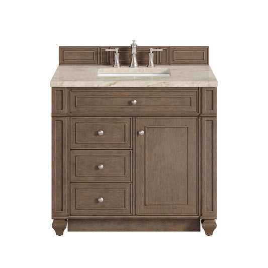 James Martin Vanities Bristol 36" Whitewashed Walnut Single Vanity With 3 CM Tajnar Eclos Top