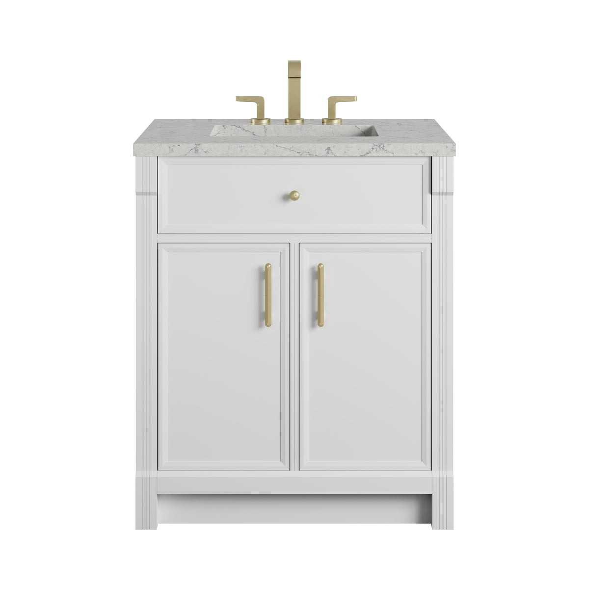 James Martin Vanities Bellshire 30" Bright White Single Vanity With 3 CM Eternal Jasmine Pearl Silestone Top