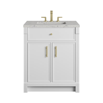 James Martin Vanities Bellshire 30" Bright White Single Vanity With 3 CM Eternal Jasmine Pearl Silestone Top