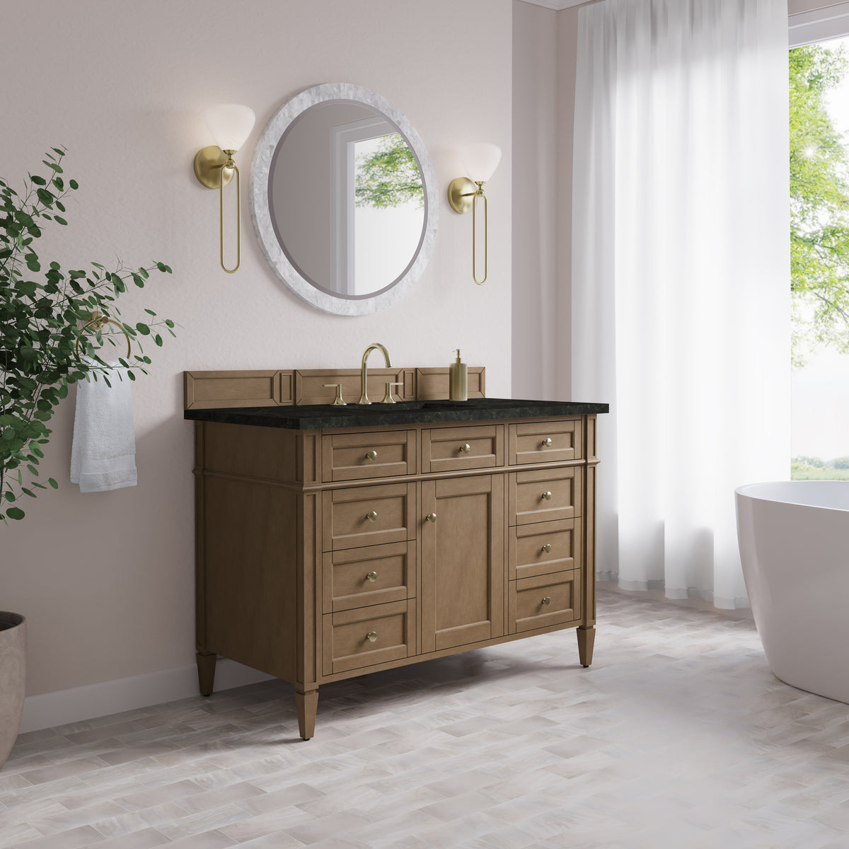 James Martin Vanities Brittany 48" Pecan Single Vanity With 3 CM Phantome Eclos Top