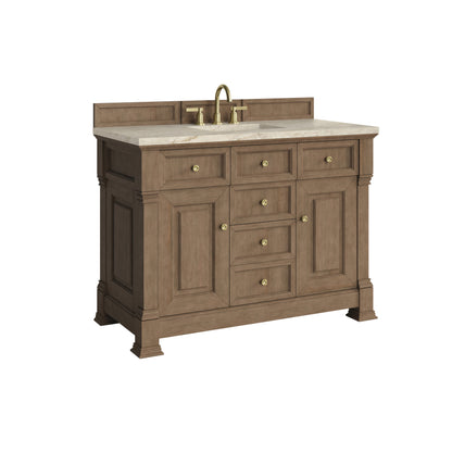 James Martin Vanities Brookfield 48" Pecan Single Vanity With 3 CM Tajnar Eclos Top