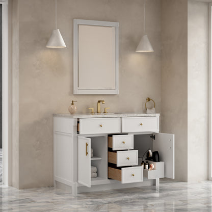 James Martin Vanities Bellshire 48" Bright White Single Vanity With 3 CM Eternal Jasmine Pearl Silestone Top