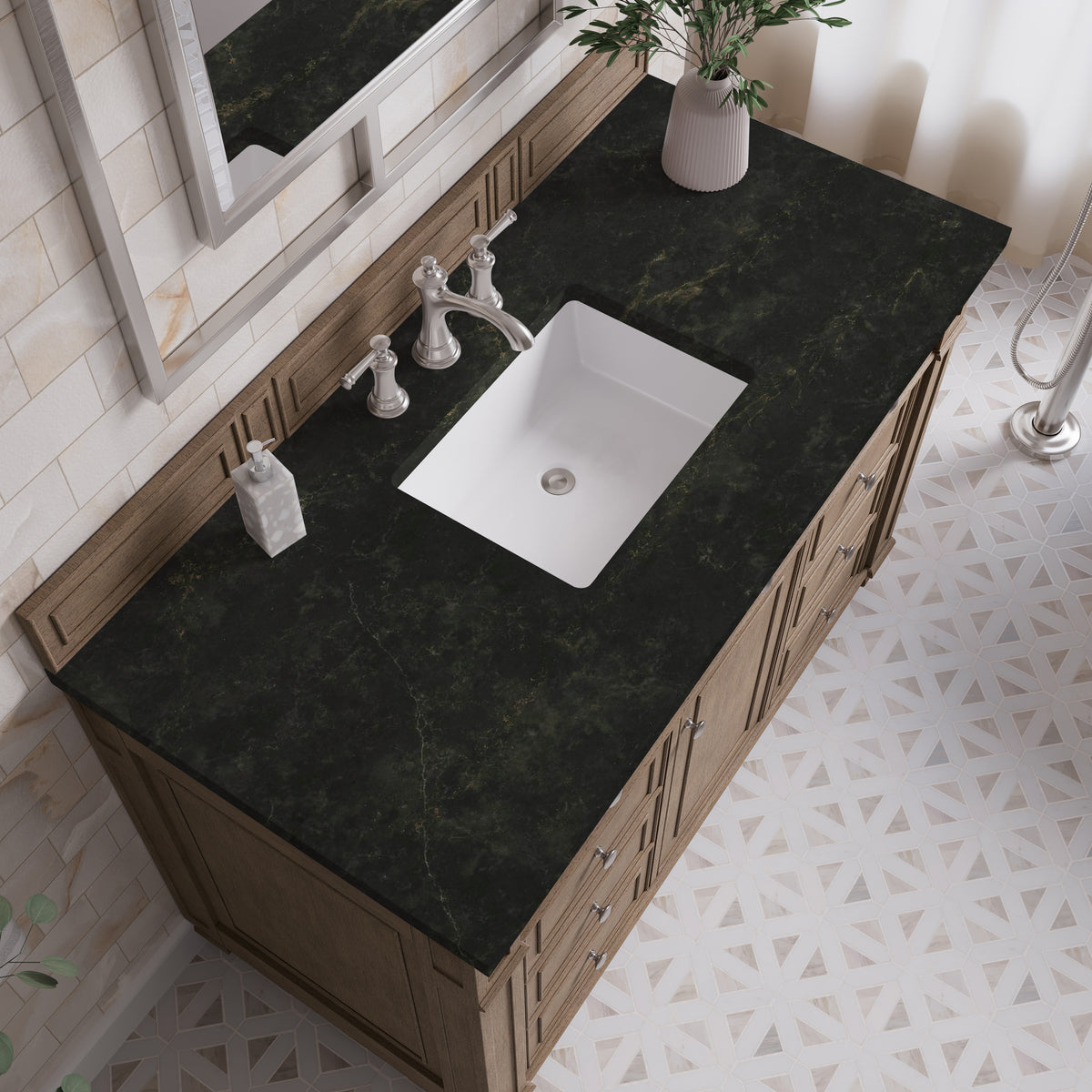 James Martin Vanities Bristol 48" Whitewashed Walnut Single Vanity With 3 CM Phantome Eclos Top