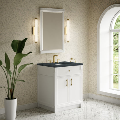 James Martin Vanities Bellshire 30" Bright White Single Vanity With 3 CM Charcoal Soapstone Silestone Top