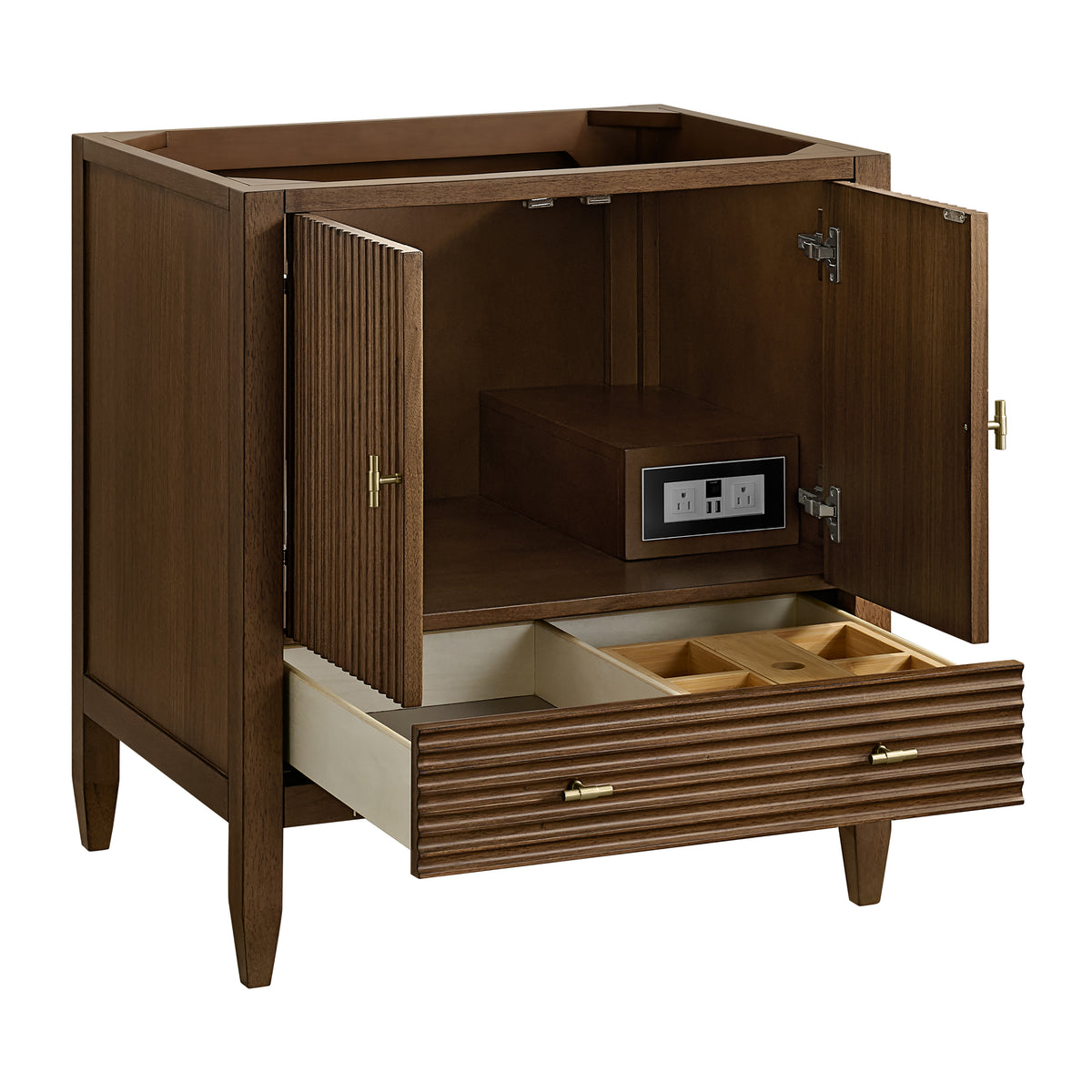 James Martin Vanities Myrrin 30" Mid-Century Walnut Single Vanity Cabinet