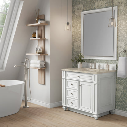 James Martin Vanities Bristol 36" Bright White Single Vanity With 3 CM Tajnar Eclos Top