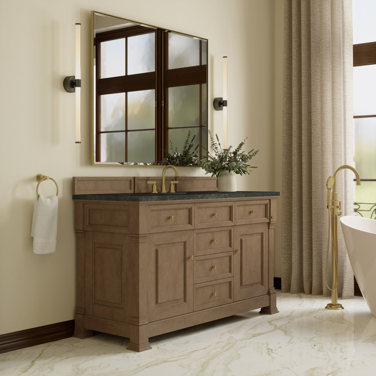 James Martin Vanities Brookfield 60" Pecan Single Vanity With 3 CM Phantome Eclos Top