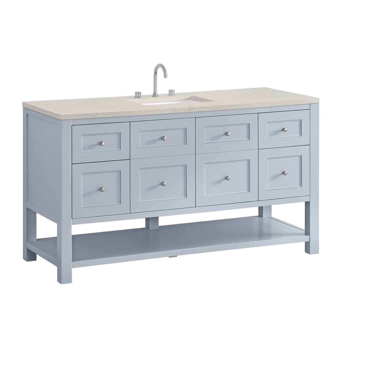 James Martin Vanities Breckenridge 60" Serenity Blue Single Vanity With 3cm Siberian Silestone Top
