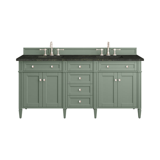 James Martin Vanities Brittany 72" Smokey Celadon Double Vanity With 3 CM Phantome Eclos Top