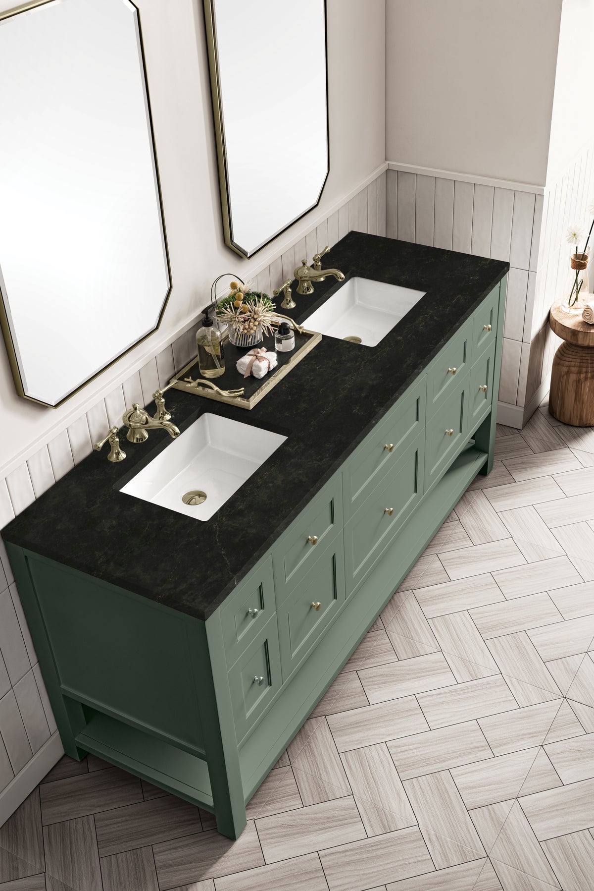 James Martin Vanities Breckenridge 72" Smokey Celadon Double Vanity With 3cm Phantome Eclos Top