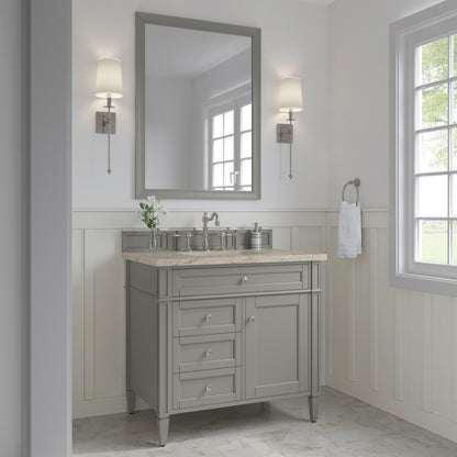 James Martin Vanities Brittany 36" Urban Gray Single Vanity With 3 CM Tajnar Eclos Top