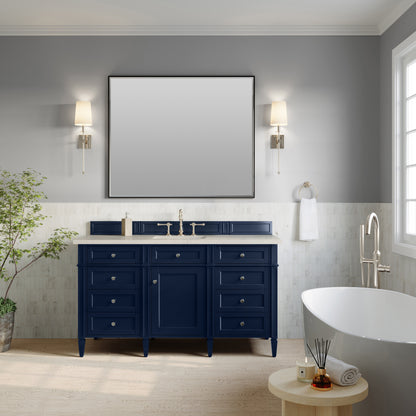 James Martin Vanities Brittany 60" Victory Blue Single Vanity With 3 CM Siberian Silestone Top and FreePower Wireless Charger