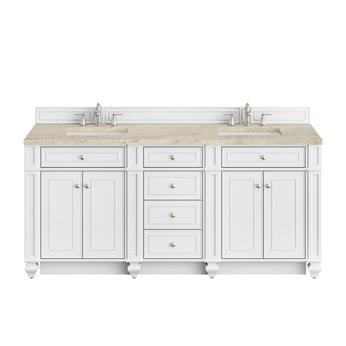 James Martin Vanities Bristol 72" Bright White Double Vanity With 3 CM Tajnar Eclos Top